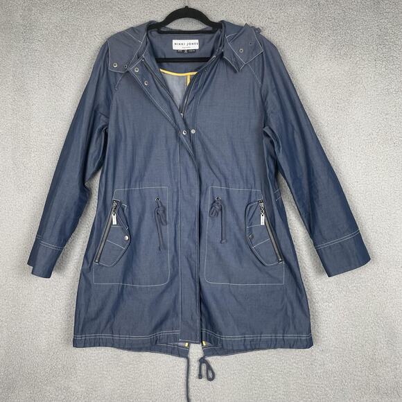 Nikki Jones Jacket Womens Medium Hooded Full Zip Parka Coat Drawstring - Picture 1 of 14